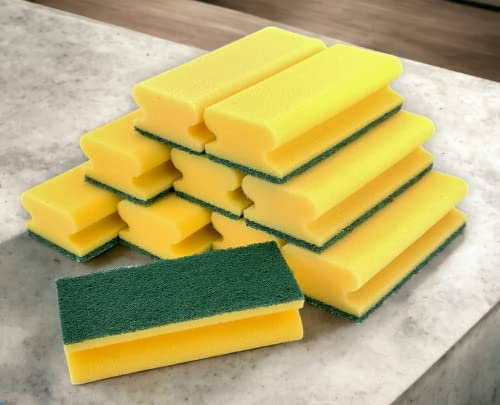 Profi Qualität Putzschwamm XL Topfreiniger Jumbo - Schwamm - Spülschwamm - Reinigungsschwamm - 15,5 x 6,8 x 4 cm - gelb/grün (100er Pack)