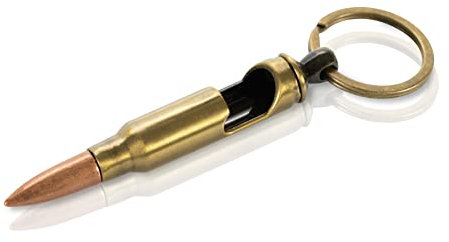 KS-11 Originale Patronenhülse im Kaliber .308 als Flaschenöffner/Schlüsselanhänger mit Schlüsselring - Bullet Bottle Opener Größe 8,5 cm