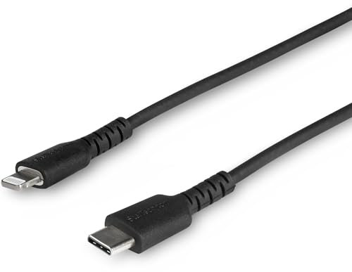 Cable Resistente USB-C a Lightning de 1 m Negro - Cable USB Tipo C a Lightning con Fibra de Aramida - MFi (RUSBCLTMM1MB)