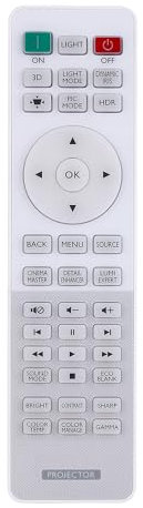 Aimdio RCV012 RCV015 Télécommande pour BenQ W1090 TH683 W1070+ W2000 W2000+ W1110 HT1075 HT1085ST HT2150ST HT2050 MH684 TH670 W1075 W1080ST+ W1120 W3000 HT2550 Vidéoprojecteurs avec rétro-éclairé