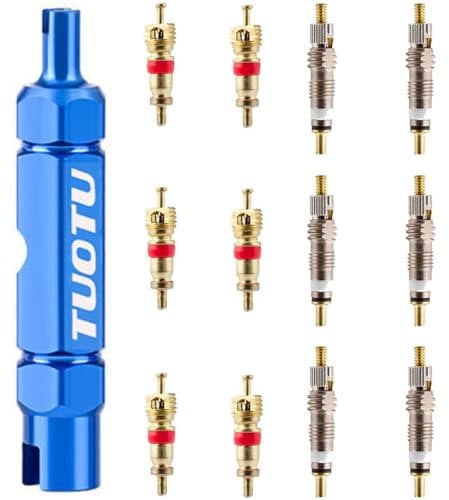TuoTu Valve Core Remover Tool Kit Bike and Car Valve Core Repair Tool with Brass Replacement Presta and Schrader Valve Core