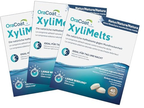 OraCoat XyliMelts - 120 Haft-Tabletten gegen Mundtrockenheit - Diskret - Im Schlaf verwendbar - VEGAN - Neutral