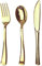 JL Prime 75 utensilios resistentes para fiestas y bodas, reutilizables, cubiertos dorados, 25 tenedores de plástico, 25 cucharas de plástico, 25 cuchillos de plástico