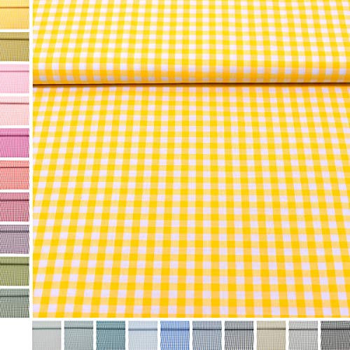 MAGAM-Stoffe Mona Vichy-Karo groß Baumwollstoff Oeko-Tex Meterware 50cm (01. Gelb)