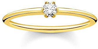 THOMAS SABO Ring weißer Stein gold vergoldetes Silber TR2312-414-14-56