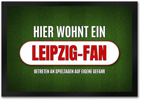trendaffe - Hier wohnt EIN Leipzig-Fan Fußmatte mit Rasen Motiv Fußball Leipzig Tor Verein