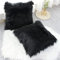 OYIMUA 2 Pcs Weicher Zierkissenbezüge Deko Kissen Schaffell Lammfell Kunstfell Langhaar Zierkissen Kissenbezug Fellimitat Sofakissen Cuddly Kissen (Schwarz, 45 x 45 cm)
