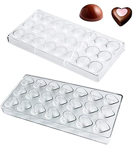 Schokoladenform aus Polycarbonat, transparent, Schokoladenform aus Kunststoff, Form helle Schokolade, Bonbonform aus Kunststoff, transparent, für Basteln, handgefertigt, 2 Stück