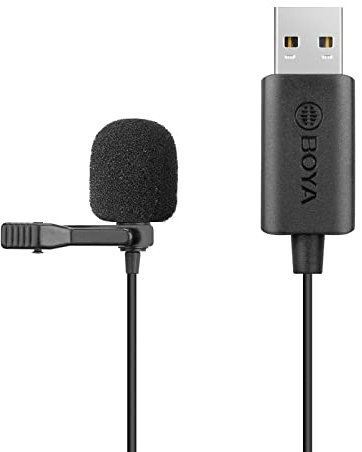BOYA BY-LM40 Micrófono USB Lavalier Omnidireccional Micrófono de Solapa de Condensador para computadora portátil PC Macbook Clip en micrófono para grabación de Video, Skype, Juegos, podcasting