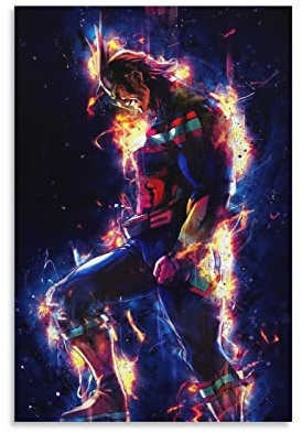 All Might Blue Aura Poster, dekoratives Gemälde, Leinwand, Wandkunst, Wohnzimmer, Poster, Schlafzimmer, Gemälde, 40 x 60 cm