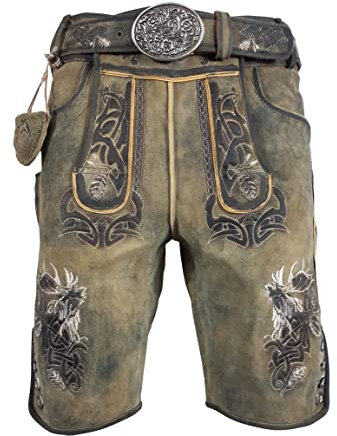 Alpenlife Kurze Herren Trachten Lederhose mit Gürtel, Max (58)