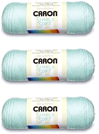 Caron Simply Soft Soft Green Yarn - 3 Pack of 170g/6oz - Acrylic - 4 Medium (Worsted) - 315 Yards - Knitting/Crochet