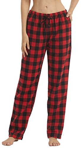 YUSHOW Lot de 1 à 2 pantalons de pyjama en flanelle à carreaux avec poches pour femme - Ultra doux, Carreaux de Noël (lot de 1), S