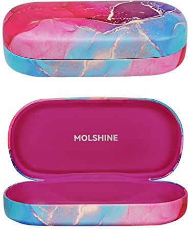 molshine hartes Sonnenbrillenetui, klassisches, farbenfrohes und großes Hartschalen-Brillenetui,das Etui ist gleichzeitig leicht und tragbar-(Rosa)