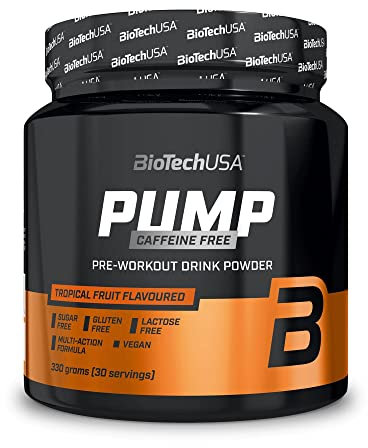 BioTechUSA Pump Caffeine Free | Energy, Focus & Immune Support | 19 Active Ingredients | Pre-Workout Drink Powder, 330 g, Tropical Fruit