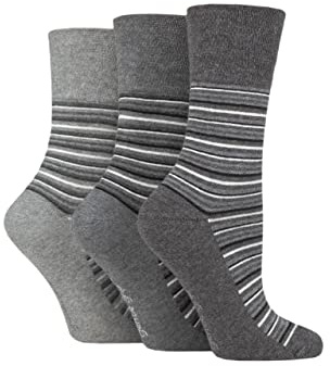 SockShop Gentle Grip Ladies Floral Spotted Patterned Striped Honeycomb Top Cotton Socks 3 Pairs Assorted Colours Size 4-8