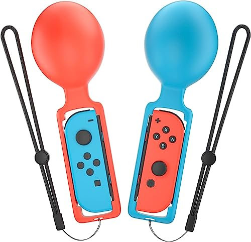 【2er Pack】 Switch Samba de Amigo: Switch Controller Grips Samba Maracas Controller Zubehör für Nintendo Switch/OLED Controller Grip, Rot/Blau
