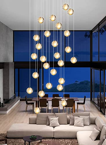 H.W.S LED Pendelleuchte Glas Kristall Hängeleuchte Lüster Dekoratives Kronleuchter Modern Pendellampe für Villa Treppe Wohzimmer Esszimmer Schlafzimmer Innenleuchte(26-Flamming,Rectangular)