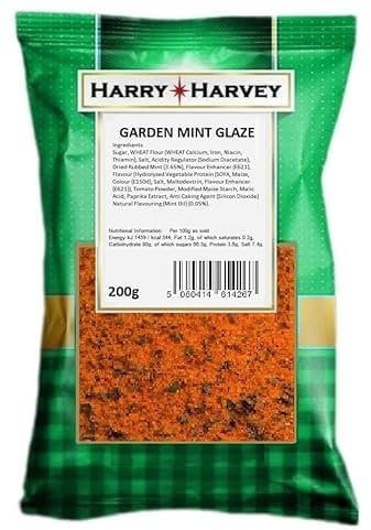 Harry Harvey Garden Mint Meat Glaze, Marinade & Rub - 200g, for Lamb, Chicken, Beef, Pork and Fish. BBQ Butchers Seasoning Spice Mix