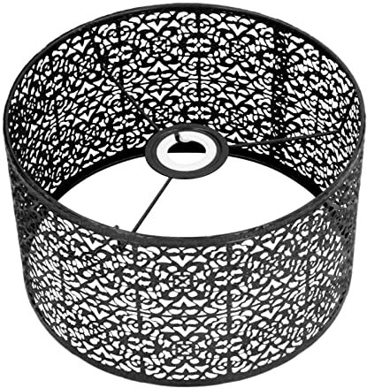 Kleine Lampenschirme E27 E14 Metall Blume Textur Lampenschirm 25 x 16 cm Nordischen Stil Intervention Lampshades für Tischlampen, Stehlampen, Hängelampen(Schwarz)