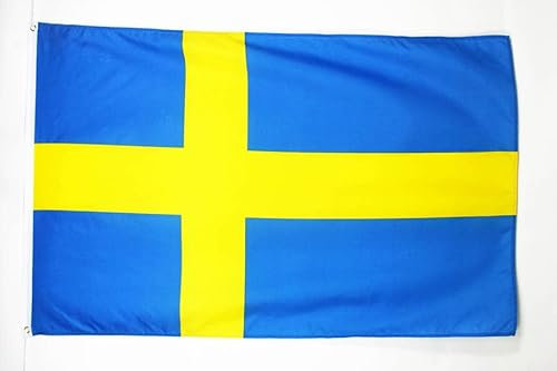 AZ FLAG – Bandera sueca – 150 x 90 cm – Bandera sueca 100% poliéster con ojales de latón incorporados, 110 g – Colores vivos