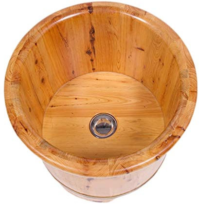 SilteD Holzfass-Fußbad, Fußbadeeimer, Fußbad, Whirlpool, Fußbecken für Erwachsene, Fußwanne zum Einweichen der Füße, Holzeimer für Pediküre (Größe: C) Present