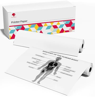 Phomemo M08F Rollen Thermopapier, A4 Thermodrucker-Papierrolle kompatibel mit dem tragbaren Drucker M08F zur Verwendung mit dem M08F-Druckerhalter (nur Papierrolle, 2 Rollen, 50 Blatt/1 Rolle)