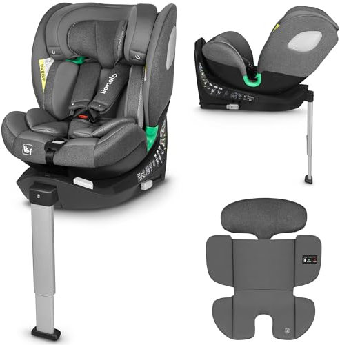 LIONELO BRAAM i-Size Kindersitz 360o drehbar für Kinder 0-36kg, Vorwärts- und rückwärtsgerichtete Montage, ISOFIX+ Stützfuß, Verstellbare Kopfstütze und Rückenlehne, Reduktionseinlage