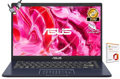 ASUS Vivobook Go 14” FHD Laptop, Intel Celeron N4500, 1-Year of Microsoft 365, Wi-Fi 5, USB Type-C, 10Hrs Battery Life, Windows 11 Home in S Mode, w/HDMI (4GB RAM | 64GB Storage)
