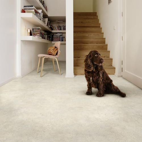 Concrete Effect Anti-Slip Vinyl Flooring For LivingRoom, Hallways, Kitchen, 2.0mm Thick Cushion Backed Vinyl Sheet, Waterproof Lino Flooring-3m(9'9) X 3m(9'9)-9m²