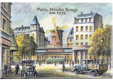 VALDEIG Paris Kühlschrank Magnet - Moulin Rouge 1935 - Kühlschrankmagnet Souvenir Frankreich, Paris Souvenir, Magnete für Kinder, Kühlschrankmagnete für Magnetkühlschrank, Geschenk, M