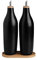 Sweejar Home Ceramic Olive Oil Dispenser Bottle, Relief Opaque Oil Cruet Protects Oil To Reduce Oxidation, Suitable For Storage Of Oil, Vinegar,etc (Matte surface 480ml x2, Black & Tary)