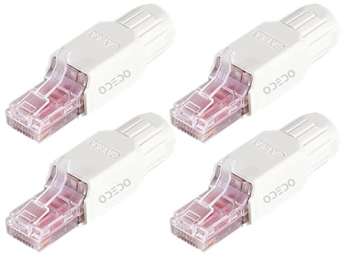 odedo 4x RJ45 Netzwerkstecker CAT6A CAT7 werkzeuglos Lan Stecker werkzeugfreie Montage ohne Werkzeug Ethernet 10Gbps PoE++