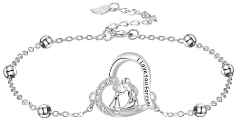 Yinsen Mutter Tochter Armband Silber 925 Damen, Herz Schmuck Geburtstag Geschenke für Frauen Tochter