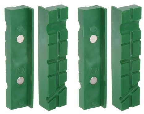 sourcing map 2set Magnetic Vise Jaws 6 Inch Magnet U-Grooves Soft Rubber Bench Jaw Pads Covers Multi-Purpose Protector for Woodworking Jewelry Making Plumbing, Green