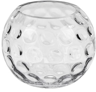 6.3 Dia Handmade Sturdy Dimpled Bubble Glass Vases, Bubble Planter Terrarium, Bud Vase, Fish Bowl Hurricane, Globe Flower Vase, Hurricane Candle Holder (6.3x5.1, Bowl)