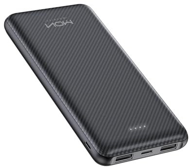 MOXNICE Power Bank 10000mAh Portable Charger, Slimmest 5V/3A Battery Pack, USB C Input & Output External Phone Charger, Compatible with iPhone 15 14 13 12, Galaxy S23 S22 S21, iPad, Pixel, etc (Black)