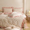 Sedefen Feuille de Lotus Housse de Couette 200x200cm Rose Blanc Fraise + 2 taies d'oreiller 65x65cm Ado Fille Adulte Romantique Parure de Lit 2 Personnes Avez Fermeture Éclair