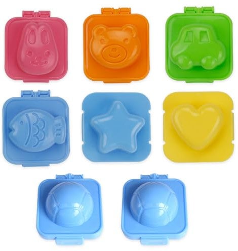 Wzhtuzi 8 Stück Eierformer Für Gekochte Eier, 3D Cartoon Gekochte Ei Mold, Kochter Ei-Form, DIY Onigiri Sushi Gekochte Zubehör, Niedlich Onigiri Maker, DIY Werkzeuge Für Camping, Hause, Büro