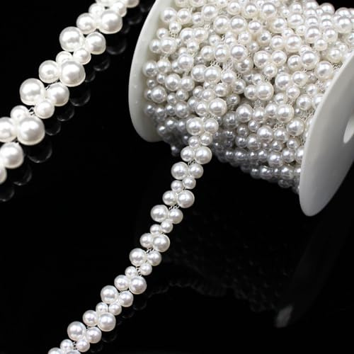 PEARLY JUN 182Cm Die Perlen Kristall-Strass-Kette Zum Nähen von Strassband Zum Aufnähen Nähen Leder Schuhe Strasssteine Tassel Chain DIY Blumenstrauß Dekoration Kleidung Hochzeit Kopfbedeckung