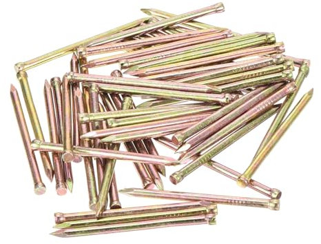 sourcing map Finishing Nails Hand-Drive Hardware Carbon Steel Nails 38mm 1.5-inches 100pcs, Color Zinc