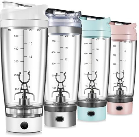 600 ml elektrischer shaker, eiweiß shaker elektrisch, shaker proteinshake elektrisch, protein shaker elektrisch für perfekte cremige Eiweißshakes, BPA-freier Tritan Shaker, USB-C aufladbar - Weiß