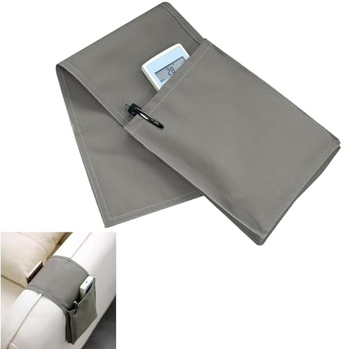 NUWIQ Armlehne Organizer für Sofa, Couch Sessel Bett Storage Tasche, zur Aufbewahrung von Fernbedienungen, Handys und Stiften (Grau)