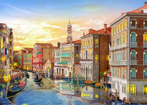 Jigsaw Puzzles for Adults 1000 Pieces, Romantic Venice Interlock Perfectly No Dust, Home Decors Family Challenge Toys for Men Women Elders Seniors (27.5x19.6), 1:1 Poster