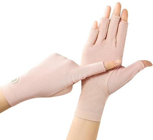 Guantes de conducción con protección UV de verano para mujer, 1 par de guantes de medio dedo, guantes de protección solar antideslizantes, guantes de protección solar para uñas de gel, equitación