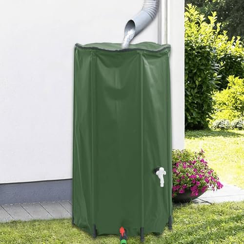 IKAYAA Deposito Agua Lluvia Plegable, Bidón con Grifo, Barril Plegable, Deposito Agua Camper, Fácil Montaje, Recolección Agua Lluvia - 100 litros Verde