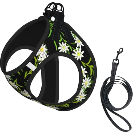 Schweizer Alpen-Edelweiß-Blume, Haustiergeschirr, Verstellbares reflektierendes Hundegeschirr, Haustierleinenweste,L