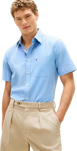 Tommy Hilfiger Herren Light Oxford Solid Ss Bd Shirt Mw0mw42285 S/S Shirt (1er Pack)