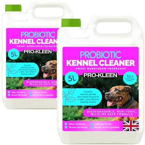 Pro-Kleen ProBiotic Kennel Cleaner 2 x 5L - Cleans & Neutralises Odours - Biodegradable, Non-Toxic, Wildlife & Pet Safe - Naturally Derived Ingredients - Cruelty Free & Vegan (Bubblegum Fragrance)