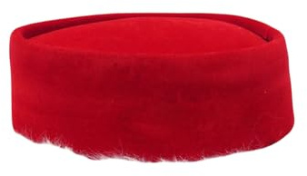 PrestigeApplause Traditioneller roter Igbo-Hut aus Samt, Chieftaincy-Stil, nigerianischer Edo-Kappe